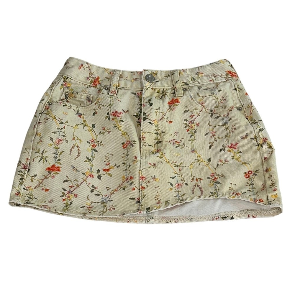 PacSun x The‎ Met Floral Botanical  Mini Skirt Cream Multi Size - 22